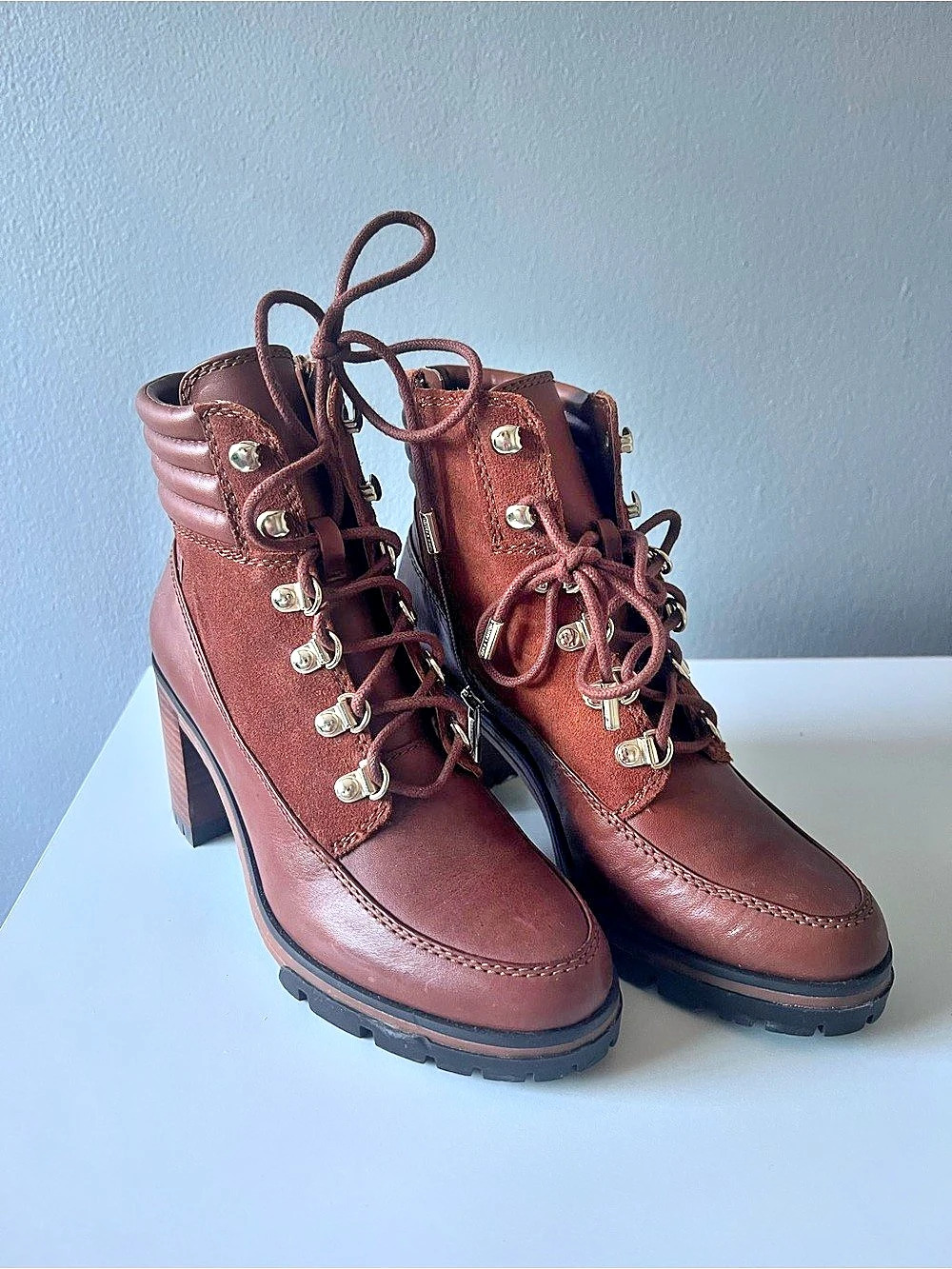 Brown Lace-Up Ankle Boots like New